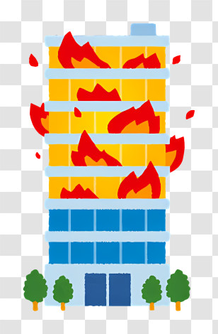 Icon - Cartoon Burning Building Emergency Illustration Transparent PNG