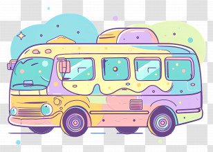 Bus - Colorful Doodle Bus Illustration Transparent PNG
