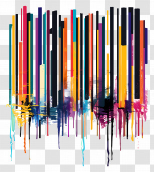 Creative Barcode - Abstract Colorful Lines With Paint Drips Transparent PNG