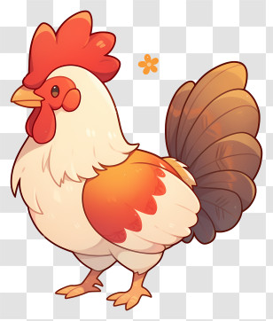 Kawaii Chicken - Friendly Cartoon Rooster Transparent PNG