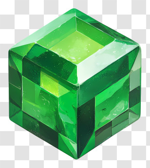 Minecraft Emerald - Green Crystal Cube Transparent PNG