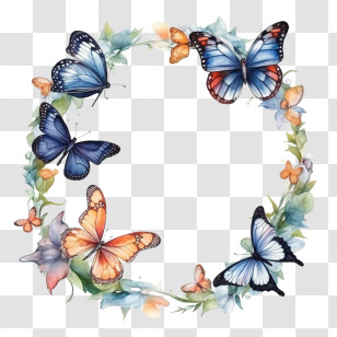 Butterfly Frame - Beautiful Butterfly Wreath Illustration Transparent PNG