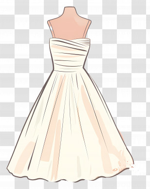 Wedding Dress - Illustration Of A Simple White Dress Transparent PNG