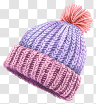 Knit Cap - Purple And Pink Knitted Hat Transparent PNG