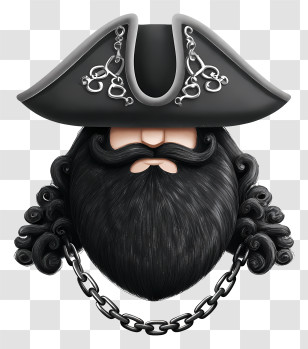 Beard Pirate - Black Pirate Hat With Beard And Mustache Transparent PNG