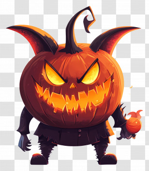 Halloween Devil - Evil Pumpkin Character For Halloween Theme Transparent PNG