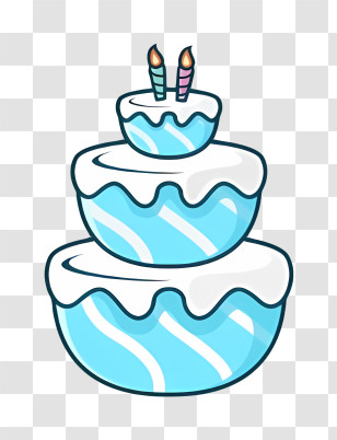 Birthday Cake - Blue Iced Cake With Candles Transparent PNG