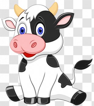 Watercolor Drawing - Cuteness - Animation Bovine Transparent PNG