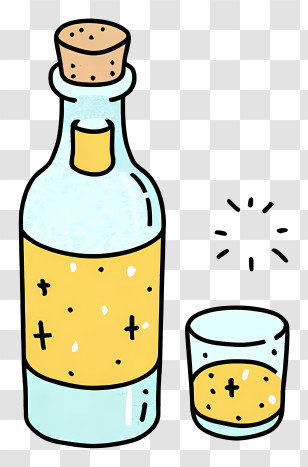 Glass Of Water - Cartoon Glass Bottle And Drink Transparent PNG