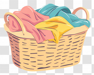 Laundry Basket - Wicker Laundry Basket With Clothes Transparent PNG