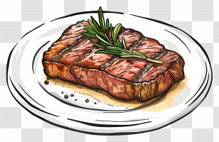 Steak - Grilled Steak With Rosemary Garnish Transparent PNG