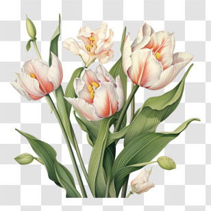 Tulips - Realistic White Tulip Flower Illustration Transparent PNG