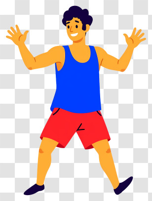 Man Feeling Happy - Cartoon Man In Blue And Red Outfit Transparent PNG