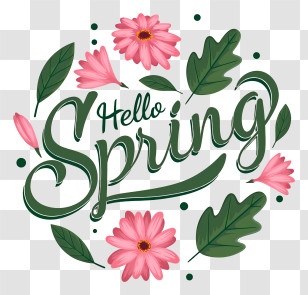 Spring Flowers - Hello Spring Illustration With Floral Decor Transparent PNG
