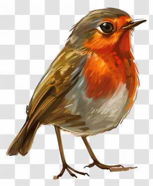 Robin - Bird With Red Chest Illustration Transparent PNG