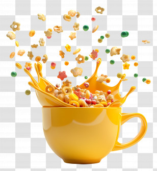 Cereal Breakfast - Colorful Cereal Splashing In Milk Transparent PNG