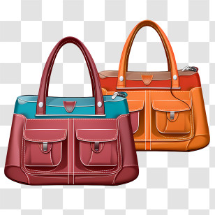 Handbag Day - Red And Orange Stylish Handbags Illustration Transparent PNG