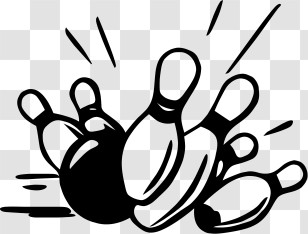 Sports - Dynamic Bowling Ball Knocking Down Pins Transparent PNG