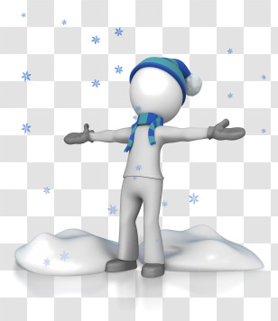 Stick Figure - Person Dressed For Snow With Snowflakes Transparent PNG