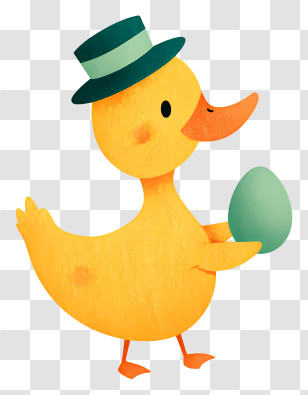Duck Holding Easter Egg - Yellow Duck Holding Egg Transparent PNG