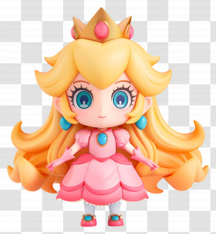 Princess Peach - Adorable Cartoon Princess With Golden Hair And Pink Dress Transparent PNG