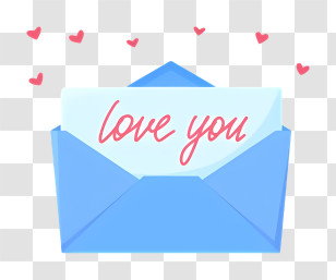 Mail - Love Letter With Blue Envelope Transparent PNG