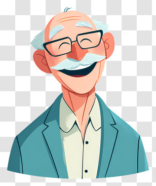 Old Man With Good Smile - Smiling Elderly Man With Glasses Transparent PNG