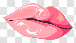 Pink Kiss - Glossy Pink Lips Illustration Transparent PNG