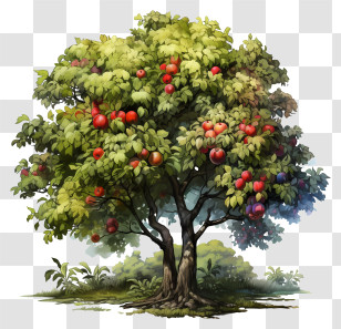 Fruit Tree - Vibrant Apple Tree Illustration Transparent PNG