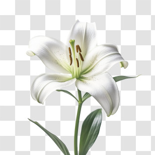 Lily Flower - Elegant White Lily Flower Illustration Transparent PNG