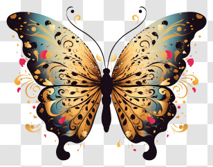 Butterfly - Decorative Butterfly Illustration With Ornate Patterns Transparent PNG