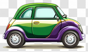 Cartoon Car - Multicolored Vintage Car Side View Transparent PNG