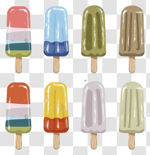 Ice Cream Cones - Colorful Assorted Popsicles For Summer Transparent PNG
