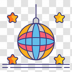 Mirror Ball - Colorful Disco Ball Illustration Transparent PNG