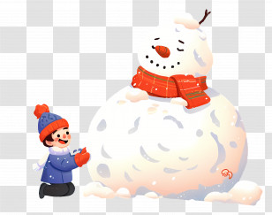 World Snow Day - Child Building A Snowman In Winter Transparent PNG