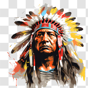 Native American Day - Illustration Of Person With Feather Headdress Transparent PNG