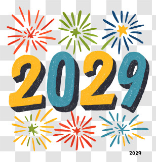 2029 With Fireworks - 2029 With Colorful Fireworks Transparent PNG