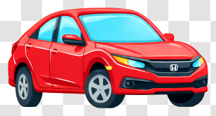 Honda Civic Car - Red Compact Sedan Illustration Transparent PNG