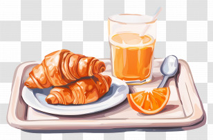 Breakfast - Croissants And Orange Juice For Breakfast Transparent PNG