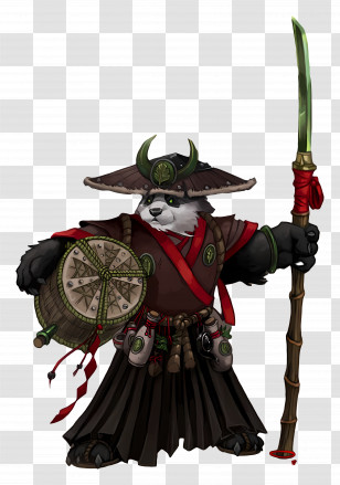 World Of Warcraft - Martial Arts Panda Warrior With Staff Transparent PNG