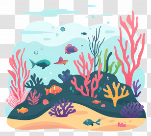 Great Barrier Reef - Vivid Underwater Coral Reef Illustration Transparent PNG