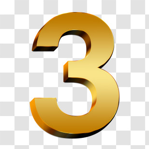 3d - Golden Number 3 In Stylish Design Transparent PNG