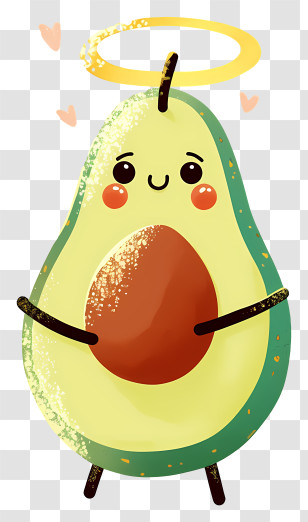 Kawaii Avocado - Cute Avocado Cartoon With Halo Transparent PNG