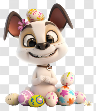 Easter Pet - Adorable Cartoon Dog Celebrating Easter Transparent PNG