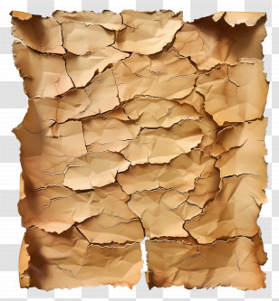 Brown Torn Paper - Aged Cracked Parchment Texture Transparent PNG