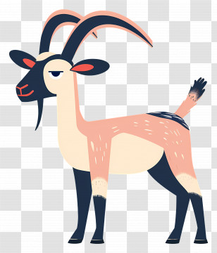 Goat In Cartoon Style - Playful Cartoon Illustration Of A Goat Transparent PNG