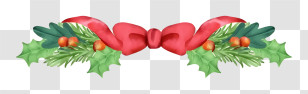 Christmas Card - Christmas Bow With Holly Decoration Transparent PNG