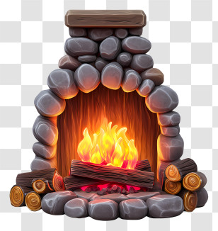 Warm Fireplace Glow - Cozy Stone Fireplace With Flames Transparent PNG