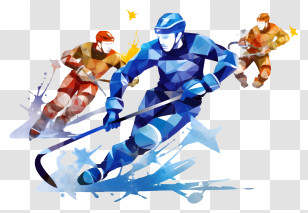 Hand Drawn Ice Hockey - Ice Hockey Players In Action Transparent PNG