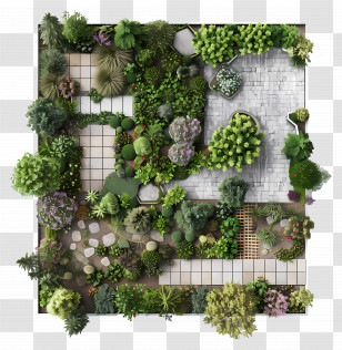Urban Garden - Detailed Garden Layout With Greenery And Paved Paths Transparent PNG